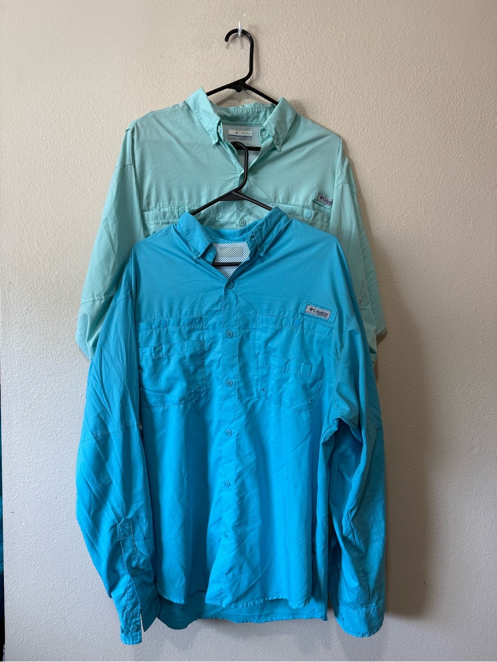 Columbia Men's Long-Sleeve Tech Fishing Shirts - Turquoise & Mint